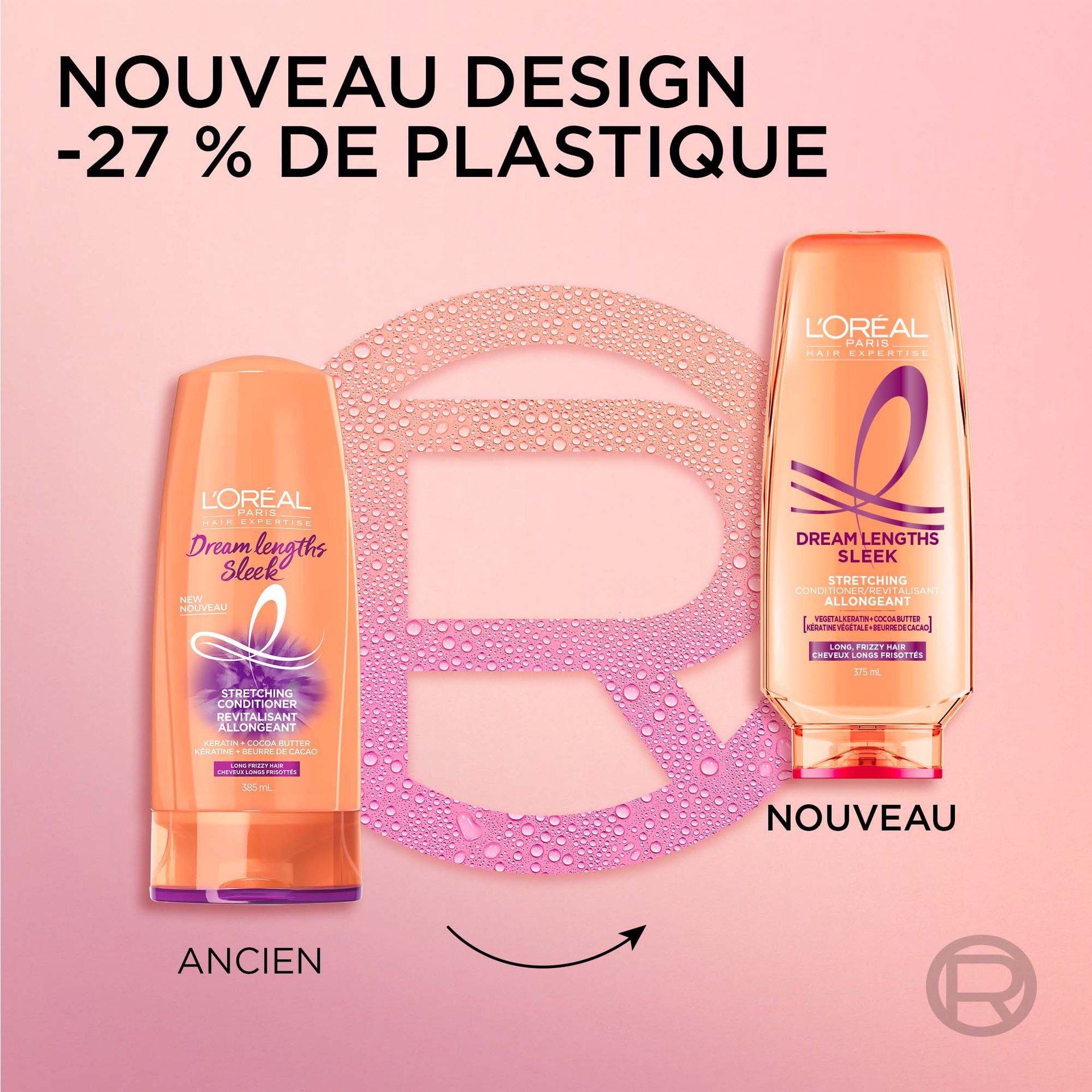 ancien et nouveau packaging avec 27% de moins de plastique